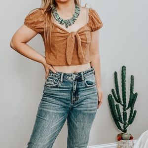 Burnt Orange Crop Top Blouse